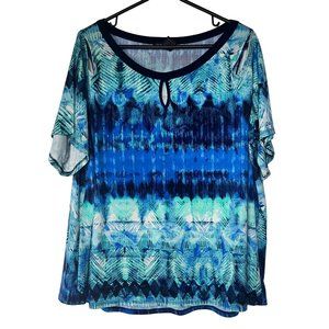 Susan Lawrence Women Short Sleeve Multicolor Blouse‎ Top Size 2XL